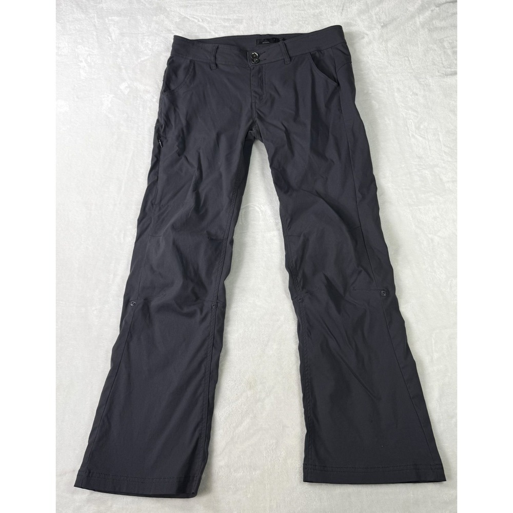 Prana Pants Womens 8 Gray Stretch Roll-up Snap Hiking Outdoors Gorpcore‎ - Picture 4 of 13